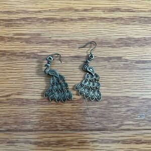 Elegant Gold Peacock Animal Earrings jewelry